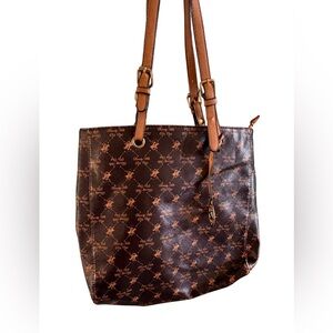 Beverly Hills Polo Club Brown Monogram Tote Shoulder Bag